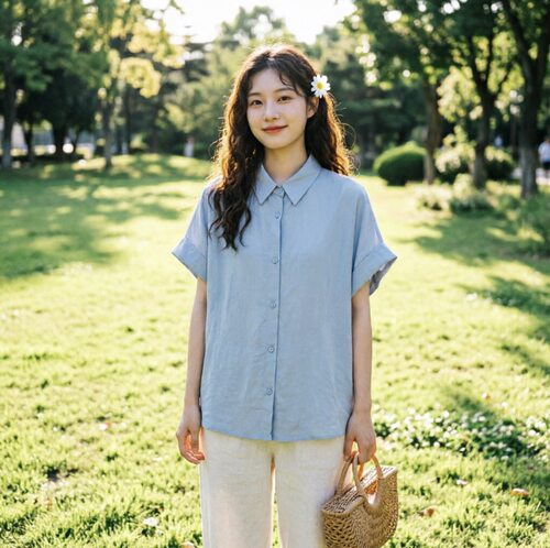 【不退换】小禾款天丝麻短袖夏季衬衣新款女士百搭轻薄时尚简约纯