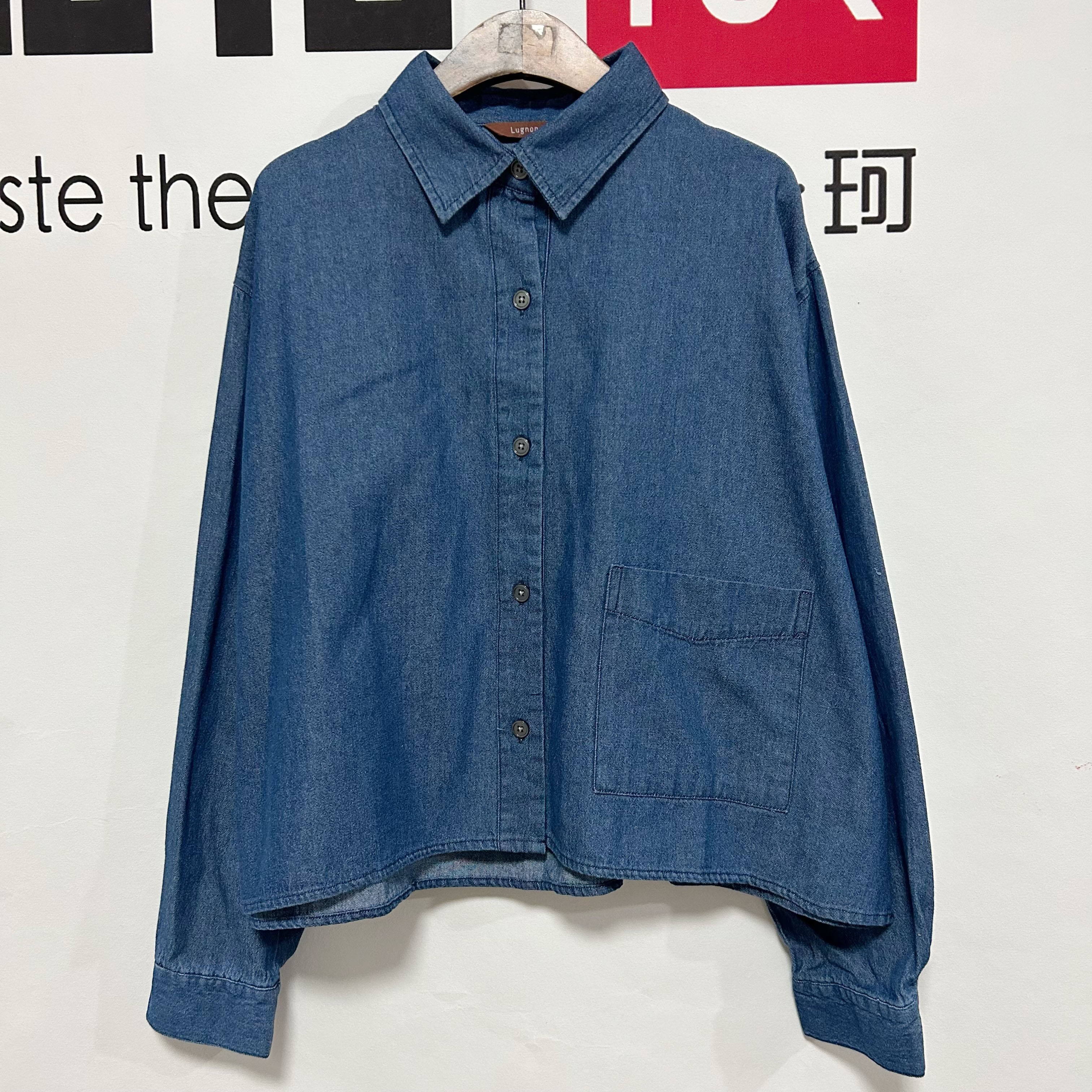 日单女士春夏秋纯棉100%棉翻领牛仔衬衣宽松水洗显瘦短款外套水洗