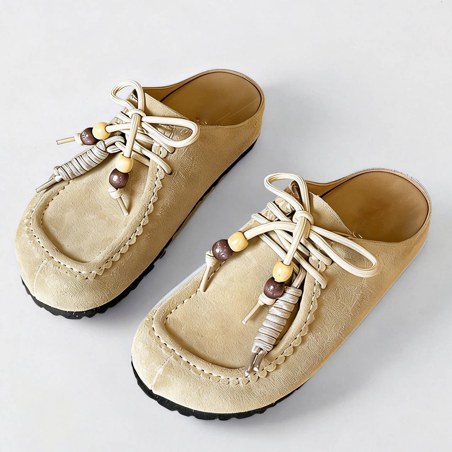 真皮勃肯鞋女大码包头拖外穿懒人鞋一脚蹬鞋子户外拖鞋防滑穆勒鞋