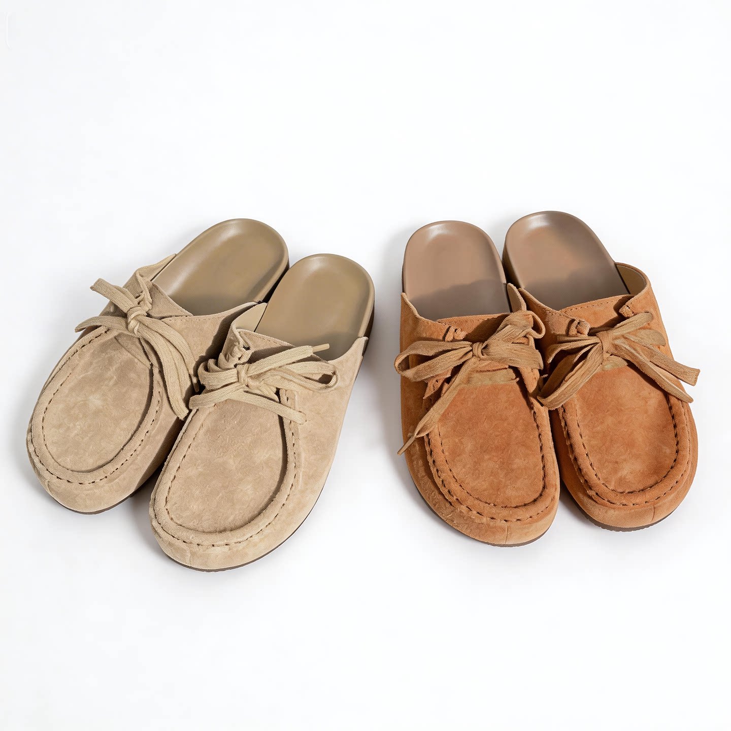 真皮勃肯鞋女包头半拖鞋休闲防滑百搭女鞋反绒皮一脚蹬大码懒人鞋