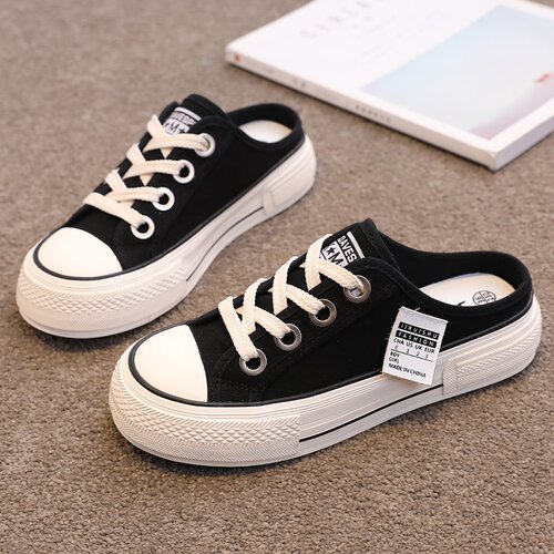 简雅诗妮品牌懒人拖帆布鞋女