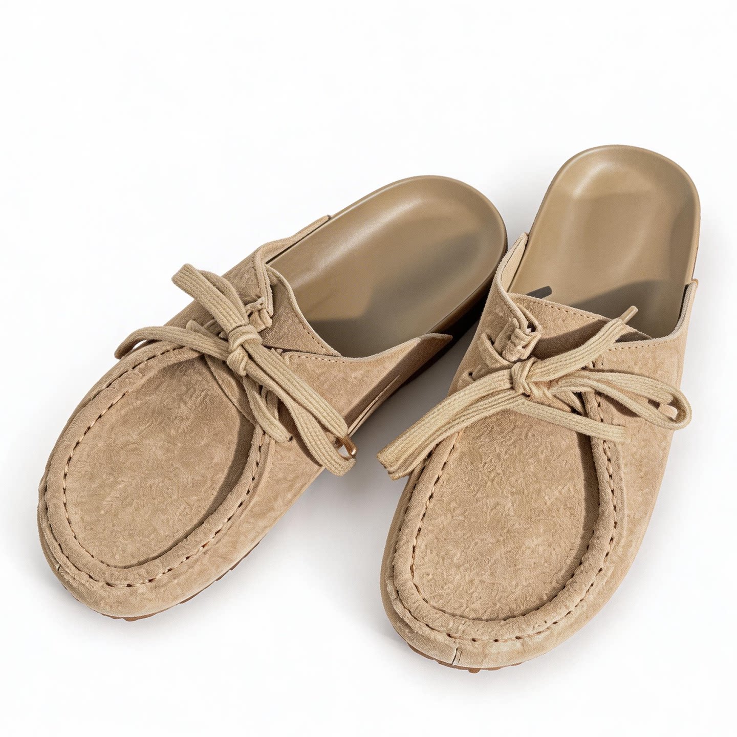 系带勃肯鞋女真皮休闲包头半拖鞋百搭大码一脚蹬穆勒鞋防滑懒人鞋