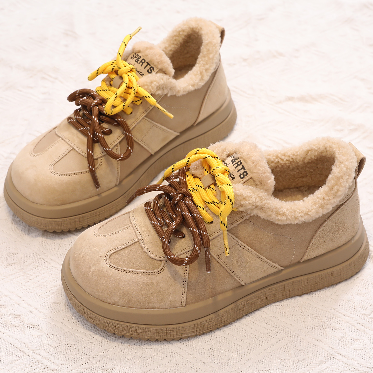 简雅诗妮厚底德训鞋加绒棉鞋女