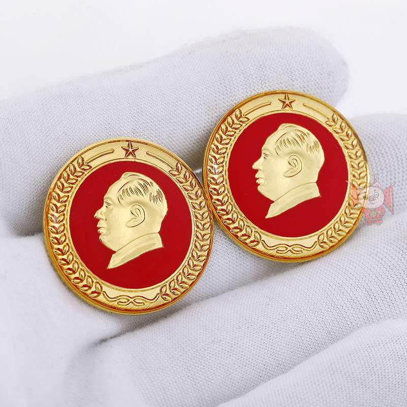 毛主像像章高档胸针3cm金色麦穗徽章纪念勋章收藏品伟人头像胸章