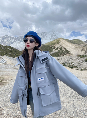 UHMU网红同款冲锋衣女美式vintage山系工装外套秋冬进藏登山服潮