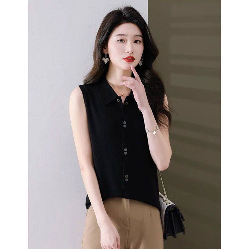 无袖2024打底衫内含春装毛衣翻领