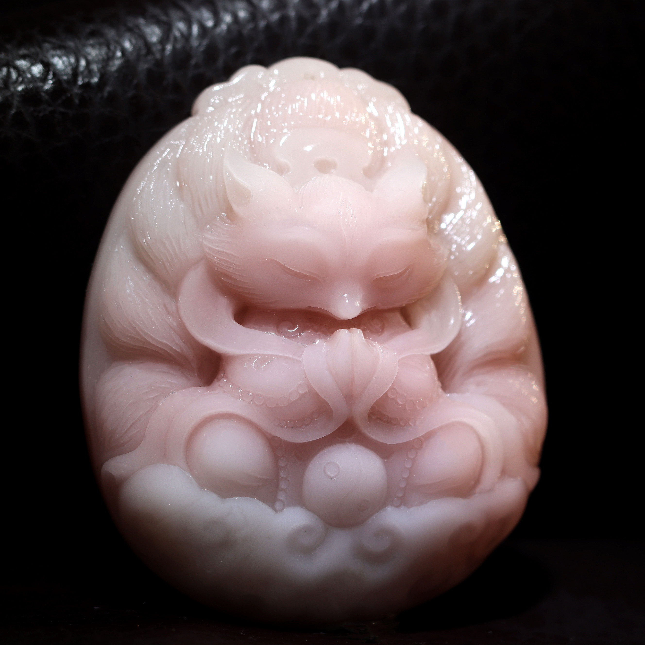 天然水晶玉石私人定制手工雕刻九尾狐修仙款狐狸吊坠男女灵狐项链