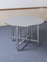 1米1.2米304不锈钢圆桌经济型圆形桌子家用现代金属折叠支架餐桌