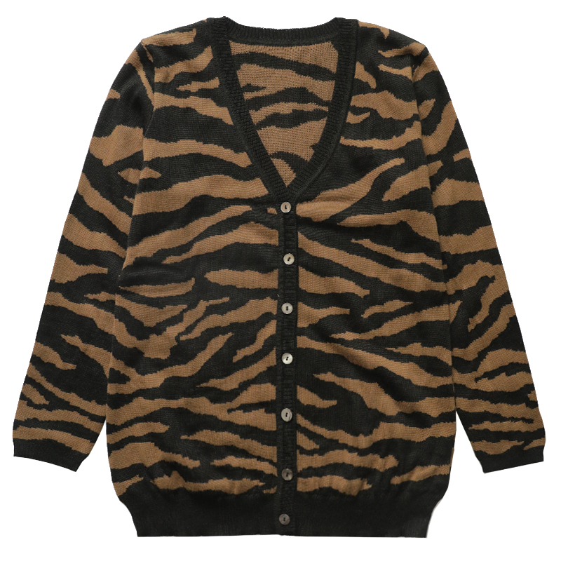 住利安日式针织开衫2020秋冬季双色虎纹外套毛衣居家羊毛保暖包邮