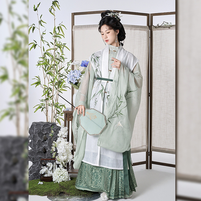 织满庭原创竹满庭明晚期刺绣对襟立领大袖衫包肩比甲马面裙晚明风