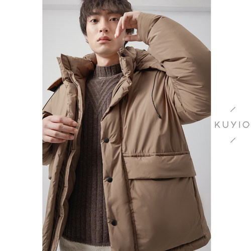 90白鸭绒高领连帽机能羽绒服外套