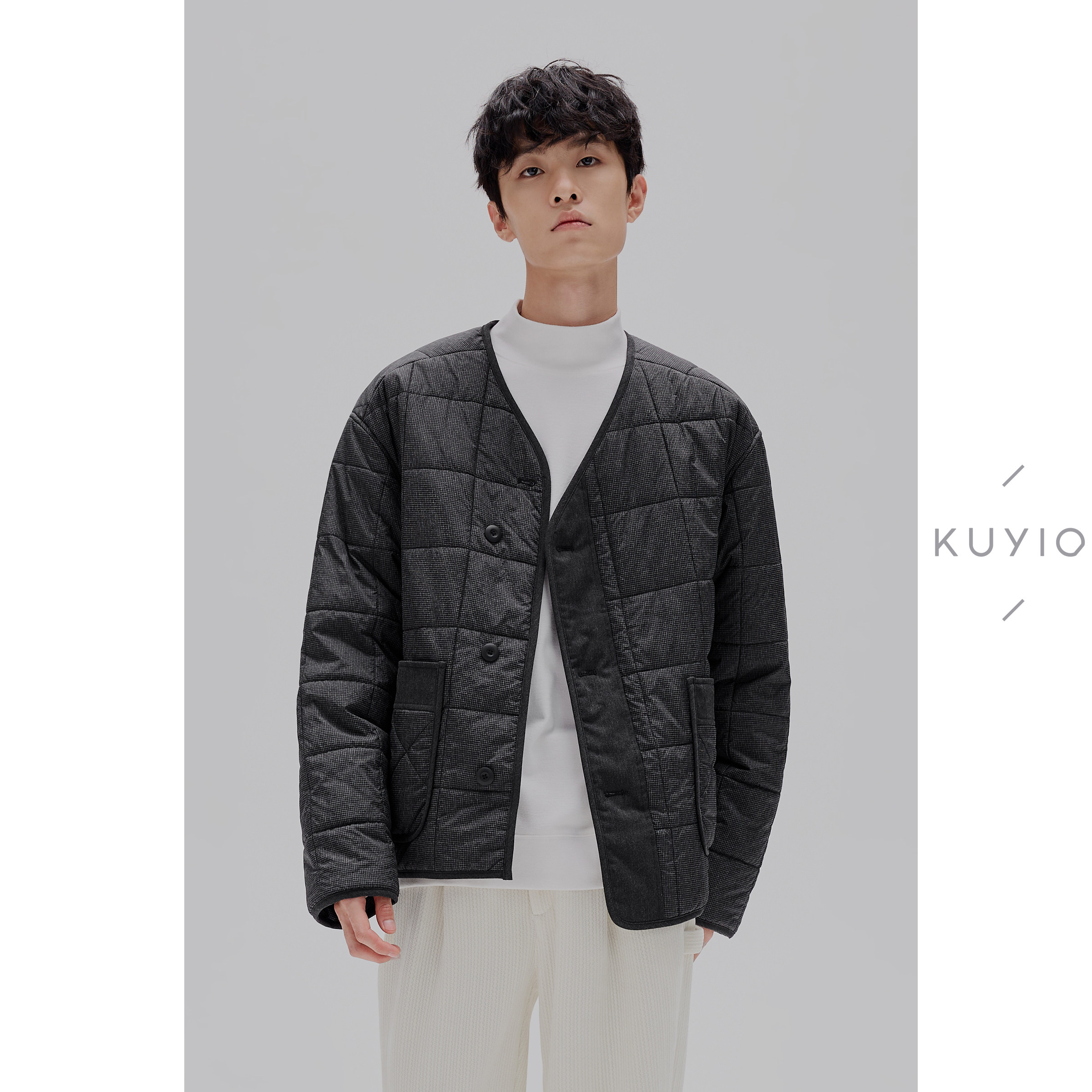 KUYIOU/JIN口防撕裂面料 M65内胆改良道袍绗线短款夹棉夹克男,男装,棉衣,淘宝优惠券,粉丝福利购,淘宝优惠卷