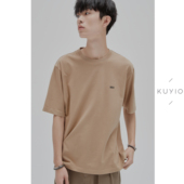 纯棉落肩圆领廓形宽松短袖 前后主题照片字母印花 KUYIOU T恤男T25