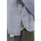 KUYIOU 西班牙灰洞石纹理 色织空气层高低下摆开叉宽松圆领卫衣男