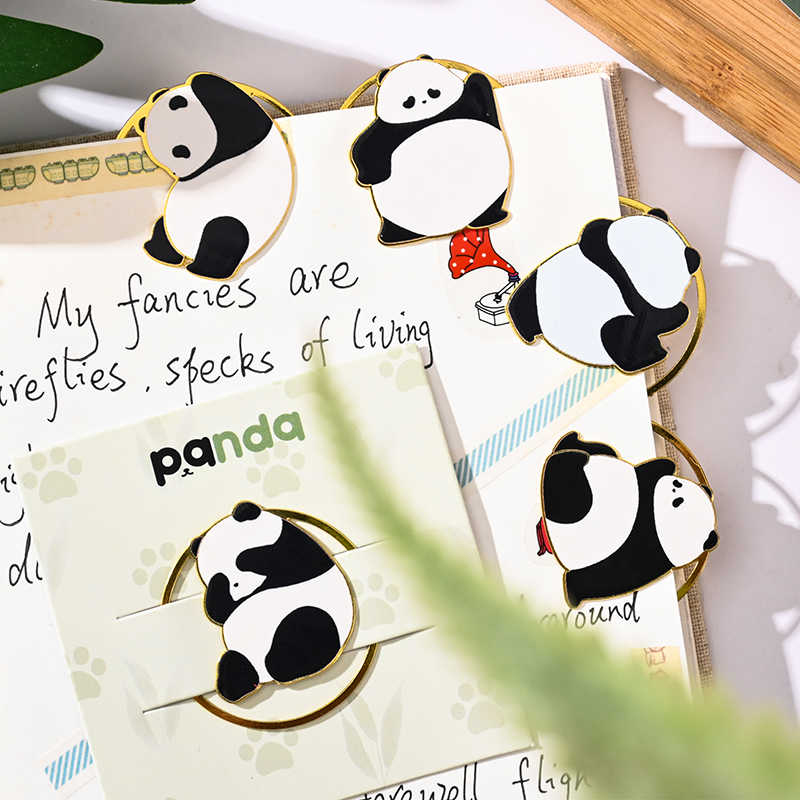卡通熊猫金属书签学生用书页夹