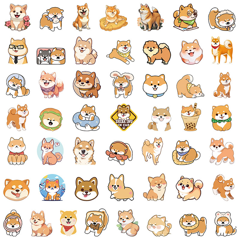 可爱小狗50张不重复卡通动物贴纸儿童不干胶手工贴高颜值手帐咕卡素材造景装饰贴画diy手账贴狗狗封口贴,文具电教/文化用品/商务用品,贴纸/立体贴纸,淘宝优惠券,粉丝福利购,淘宝优惠卷