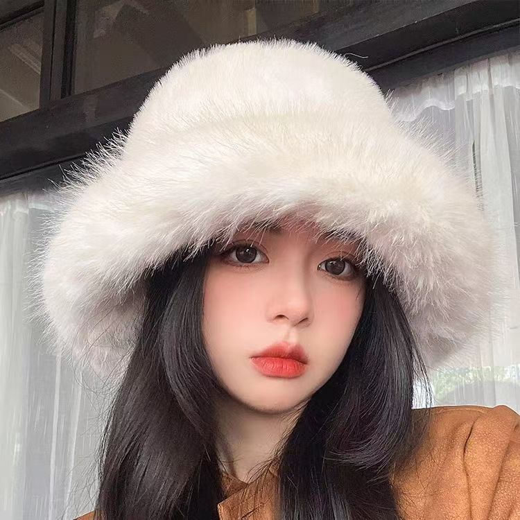 新款韩版水貂毛编织公主帽真狐狸毛边貂皮皮草礼帽女冬时尚保暖