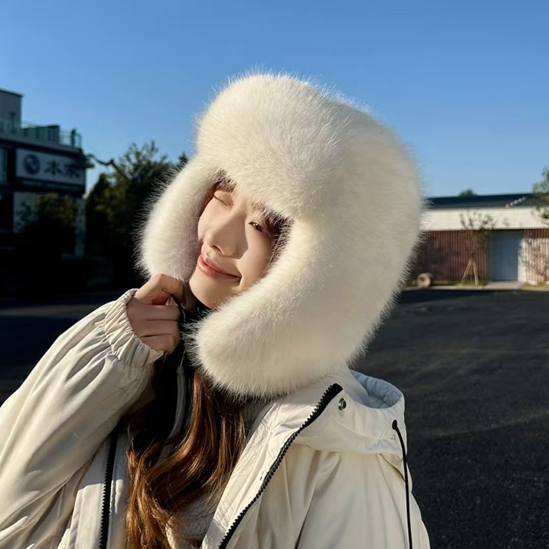 新款韩版水貂毛编织公主帽真狐狸毛边貂皮皮草礼帽女冬时尚保暖