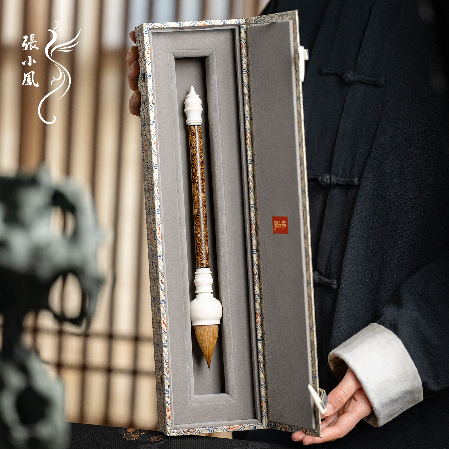 张小凤 手工班系列 《鹿角梅鹿大蒜头纯狼毫》精工高工大师级高端作品辽尾纯狼毫毛笔专业大楷书法专业级礼盒