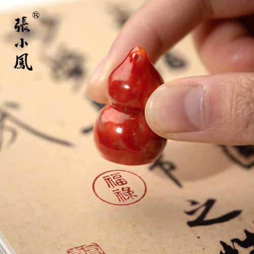 张小凤老挝石葫芦小印章带流苏