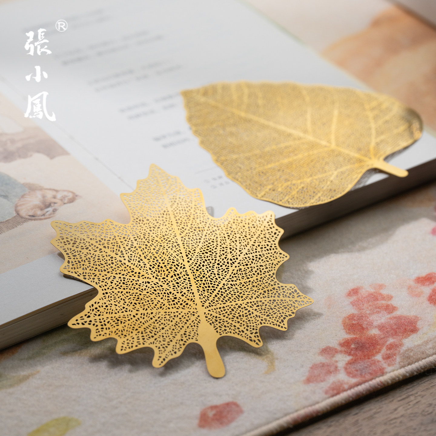 张小凤树叶叶脉金属书签图片