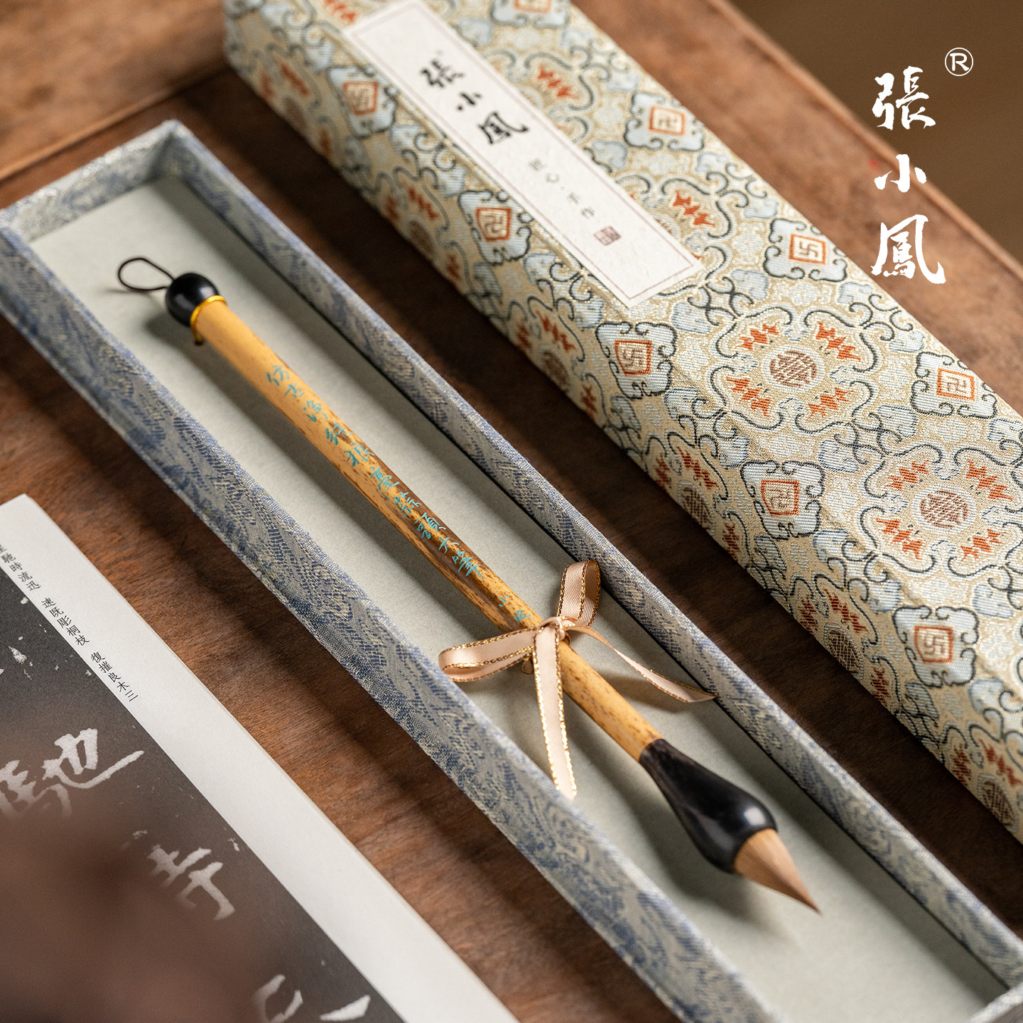 张小凤 仿古净纯狼毫蒜头毛笔 大师手工刻字老凤眼牛角笔杆书法专用辽尾狼毫高档小楷楷书专业级套装湖笔送礼