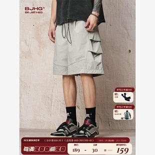 新款美式速干工装短裤男夏季潮牌宽松高级感灰色运动休闲裤子