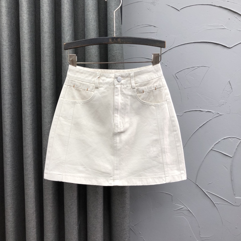 米白色高腰牛仔短裙女显瘦