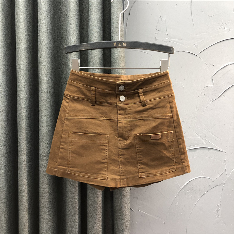 韩版时尚高腰短裤裙女2020年新款秋季修身显瘦假两件个性A字裙裤