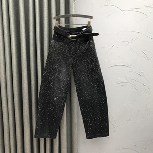 满天星烫钻哈伦牛仔裤 宽松潮流老爹垮裤 女26春季 时尚 新款 欧货个性