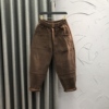 咖啡色加绒休闲哈伦牛仔裤女士春季时尚宽松洋气加厚九分萝卜垮裤
