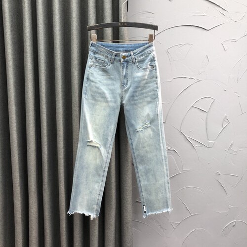 简兰顿直筒裤九分裤百搭高腰新品