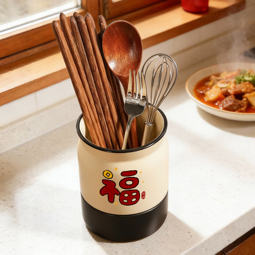 春节中式陶瓷筷子桶厨房沥水筷笼