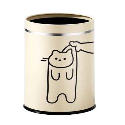 可爱猫咪垃圾桶16升奶油风高档