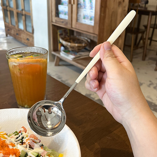 【大口干饭勺】奶油风深口圆勺食品级304不锈钢勺子汤勺西瓜挖勺