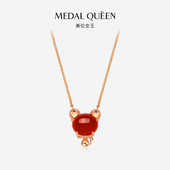 水晶项链女925 Medal Queen生肖鼠本命年锁骨链真 纯银轻奢小众潮