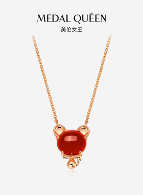 Medal Queen生肖鼠本命年锁骨链真 水晶项链女925 纯银轻奢小众潮