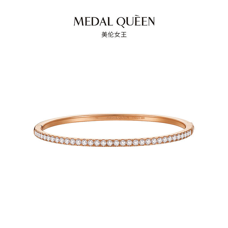 玫瑰金色满天星手镯女款轻奢小众精致高级感2026新款细款闭口镯子