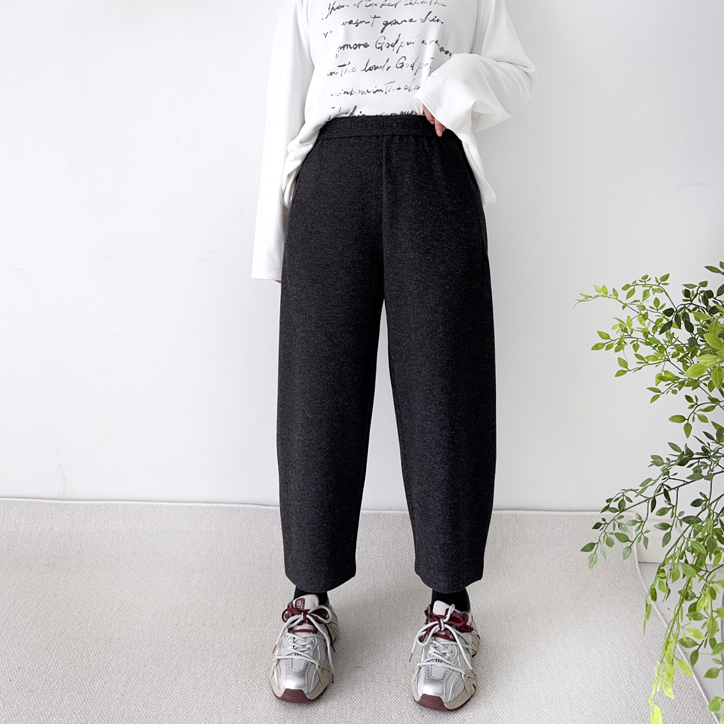 大爽大码加厚棉羊毛哈伦裤女裤子