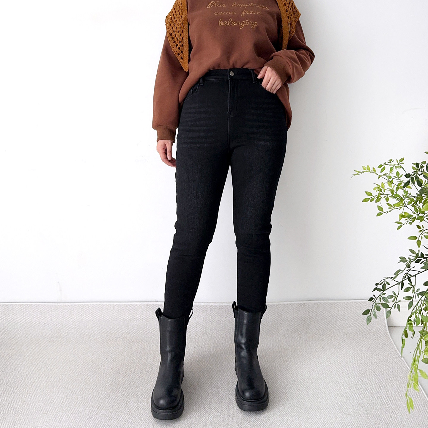 大爽大码加绒小脚牛仔裤女冬裤子