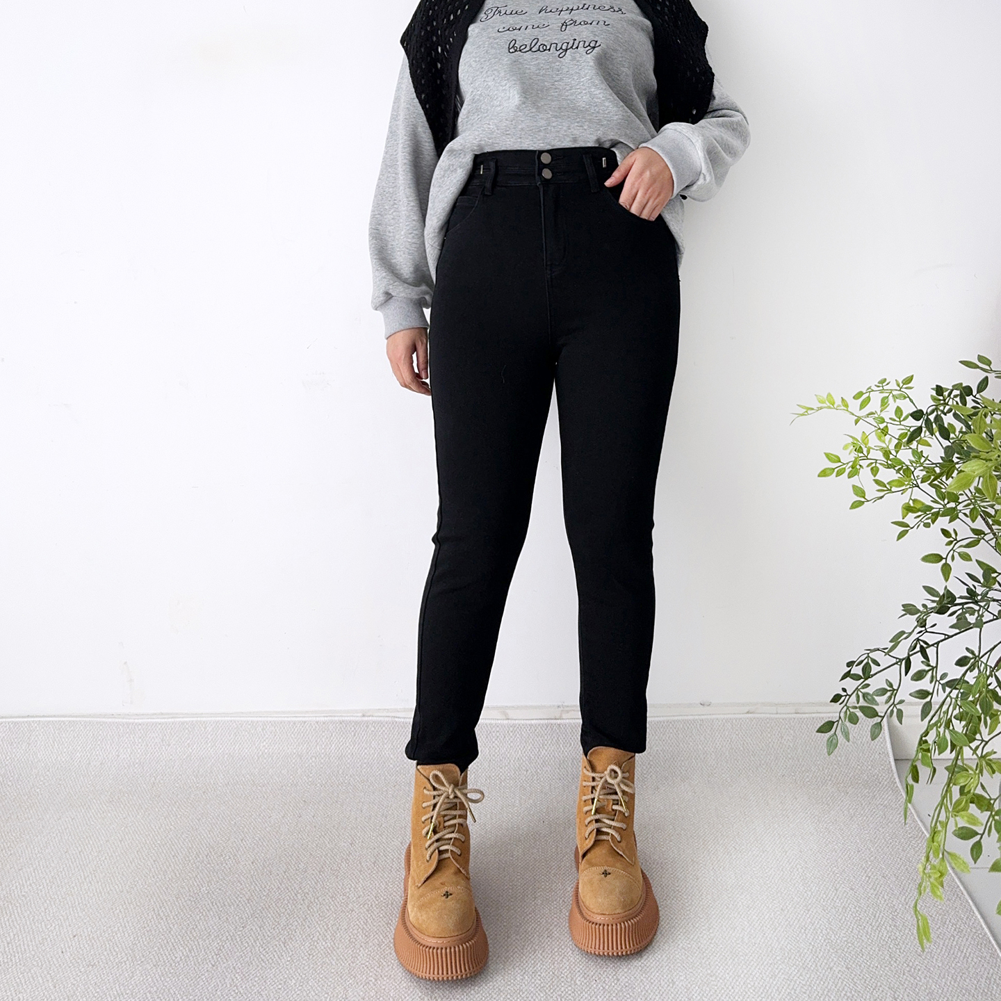 大爽大码加绒小脚牛仔裤女铅笔裤