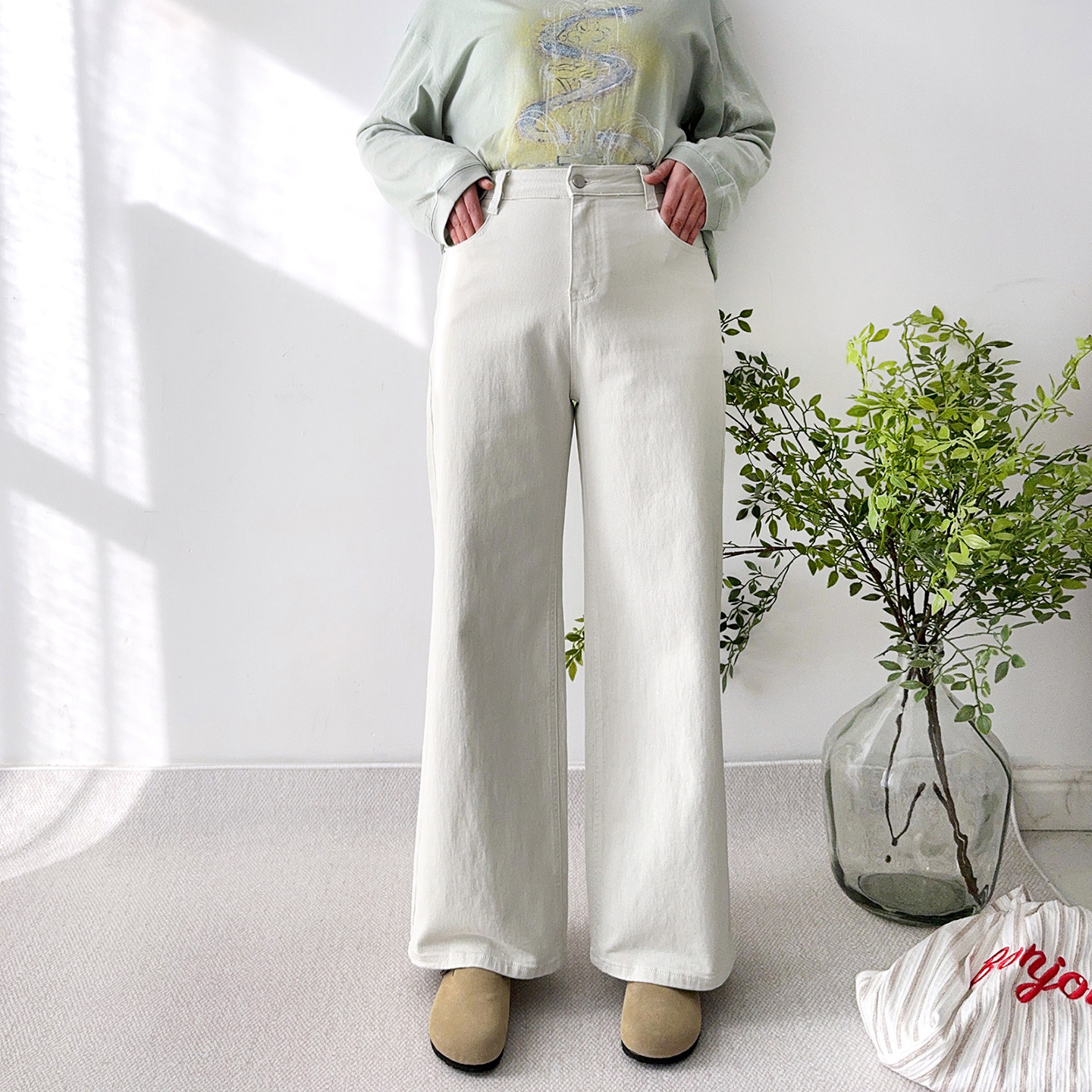 大爽大码女装窄版高个子直筒牛仔裤女春季长裤高腰拖地裤胖mm裤子