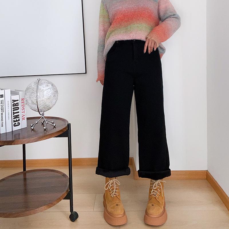 梨型显瘦，大码牛仔裤加绒直筒裤