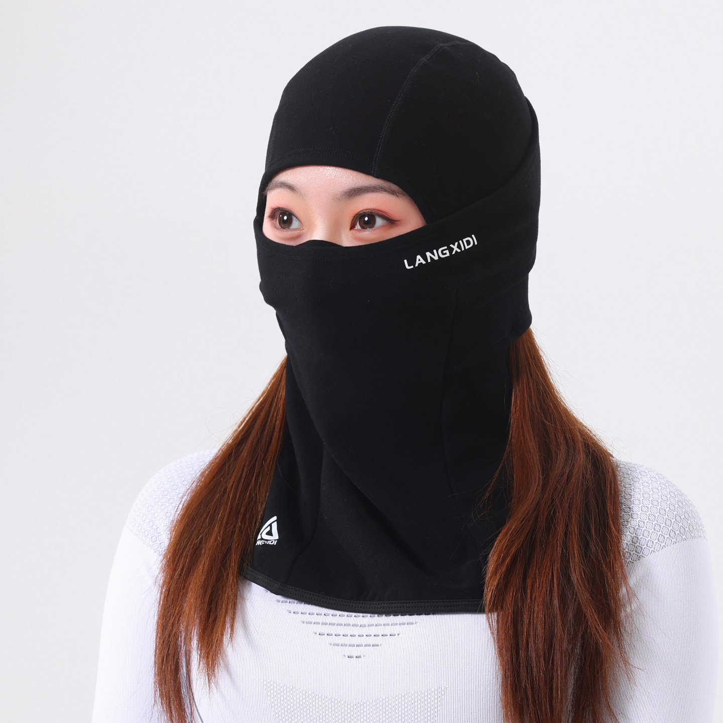 朗希迪新款滑雪护脸防风面罩防寒羊毛男女头套护颈吸汗挡风速干帽