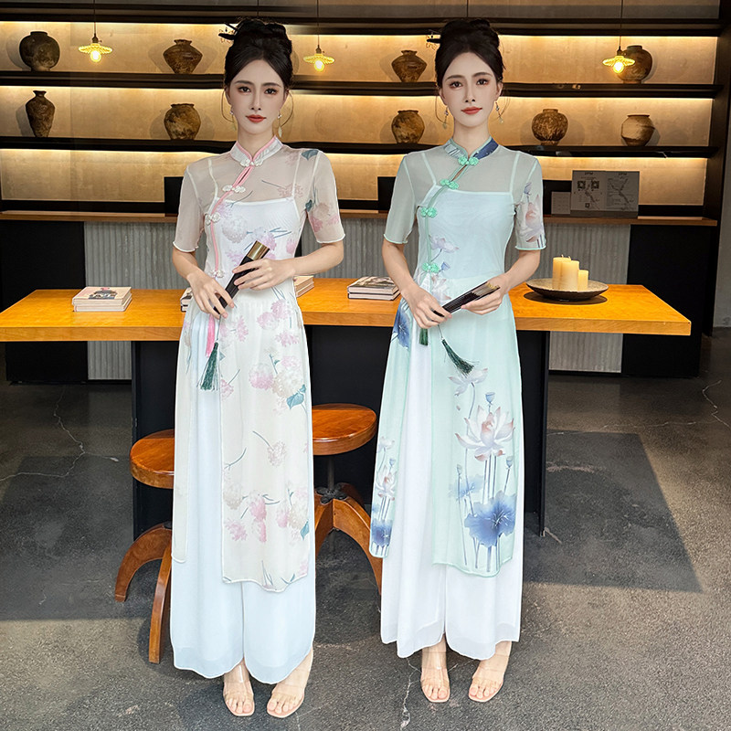 足浴技师中式国风套装酒店工装