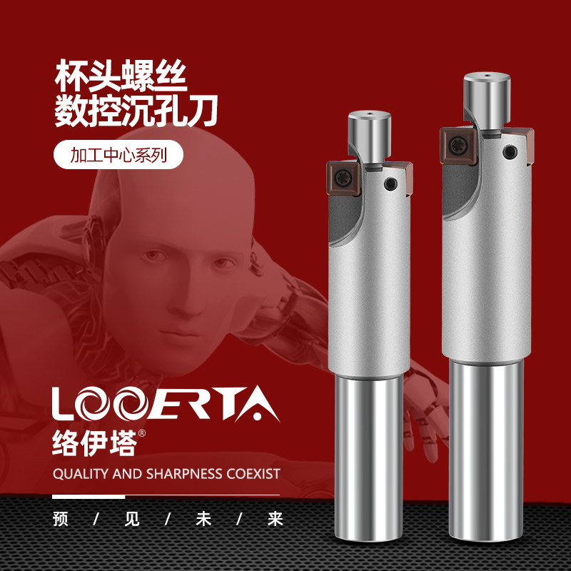 络伊塔数控CNC定位铣刀杆直柄杯头螺丝沉头铣刀M8-M20平底锪钻