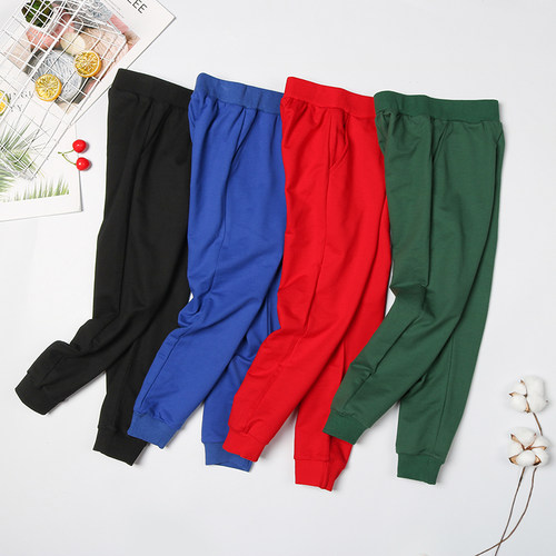 春秋纯棉男孩女童红色裤子校服