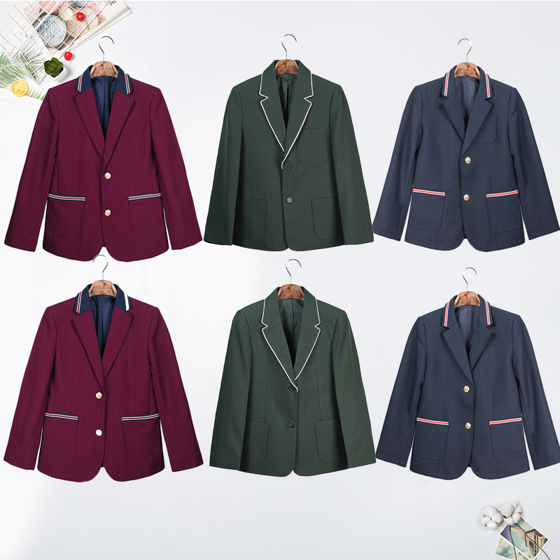 儿童墨绿色西装礼仪服男童女童西服外套小学生藏青色制服表演服