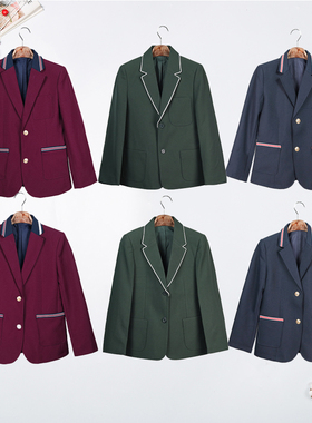 儿童墨绿色西装礼仪服男童女童西服外套小学生藏青色制服表演服