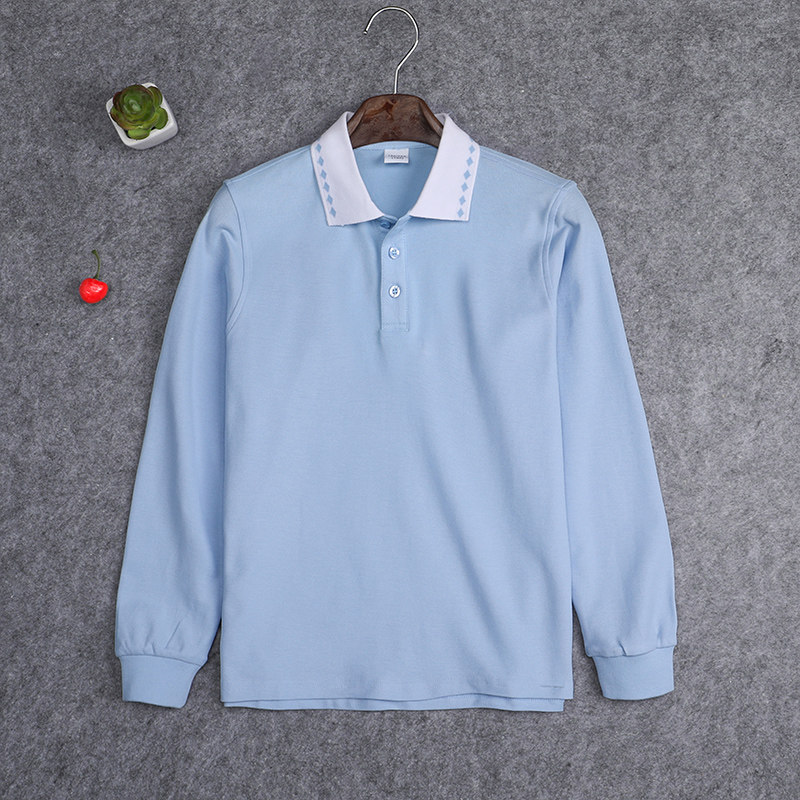 中学生校服春秋小学生长袖POLO衫
